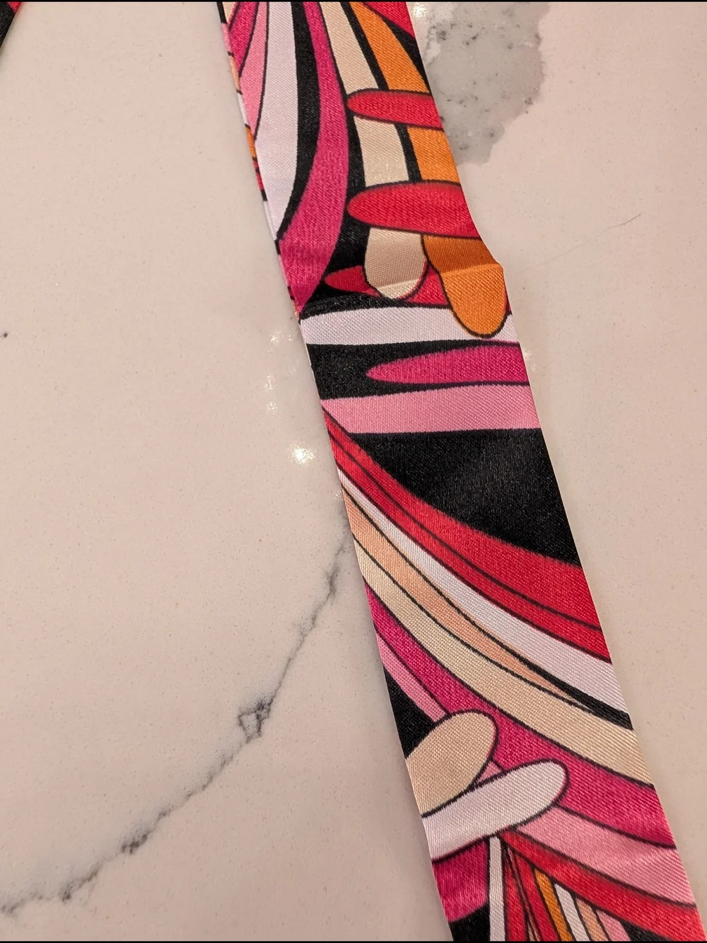 Black/Pink/Orange/White Swirl Twilly Scarf